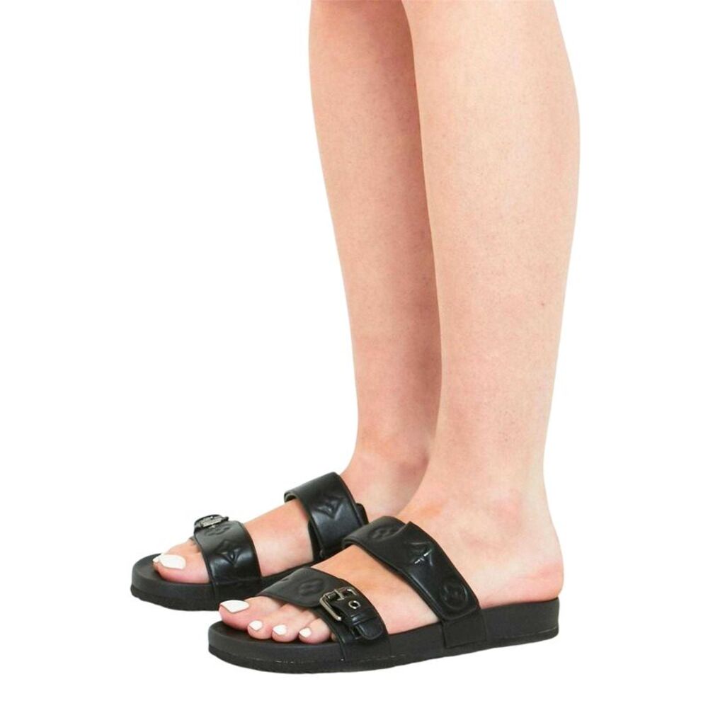 Missy Empire Womens/Ladies PU Flat Slides / Black